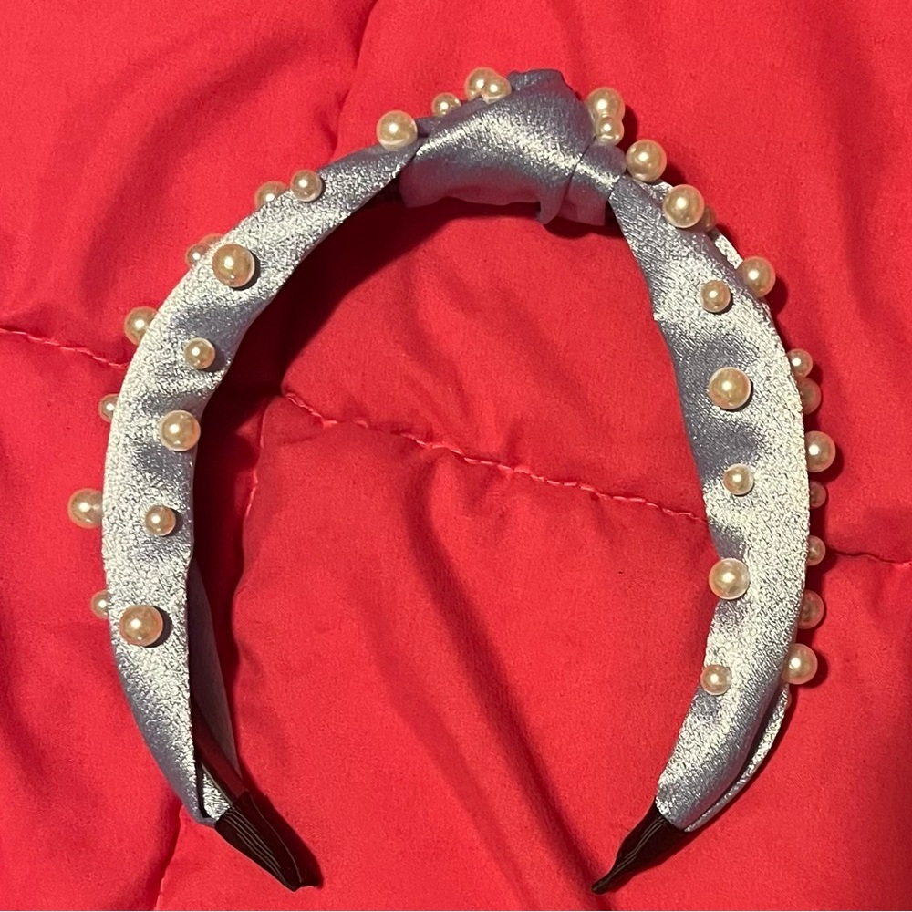 Pearl Embellished Light Blue Headband